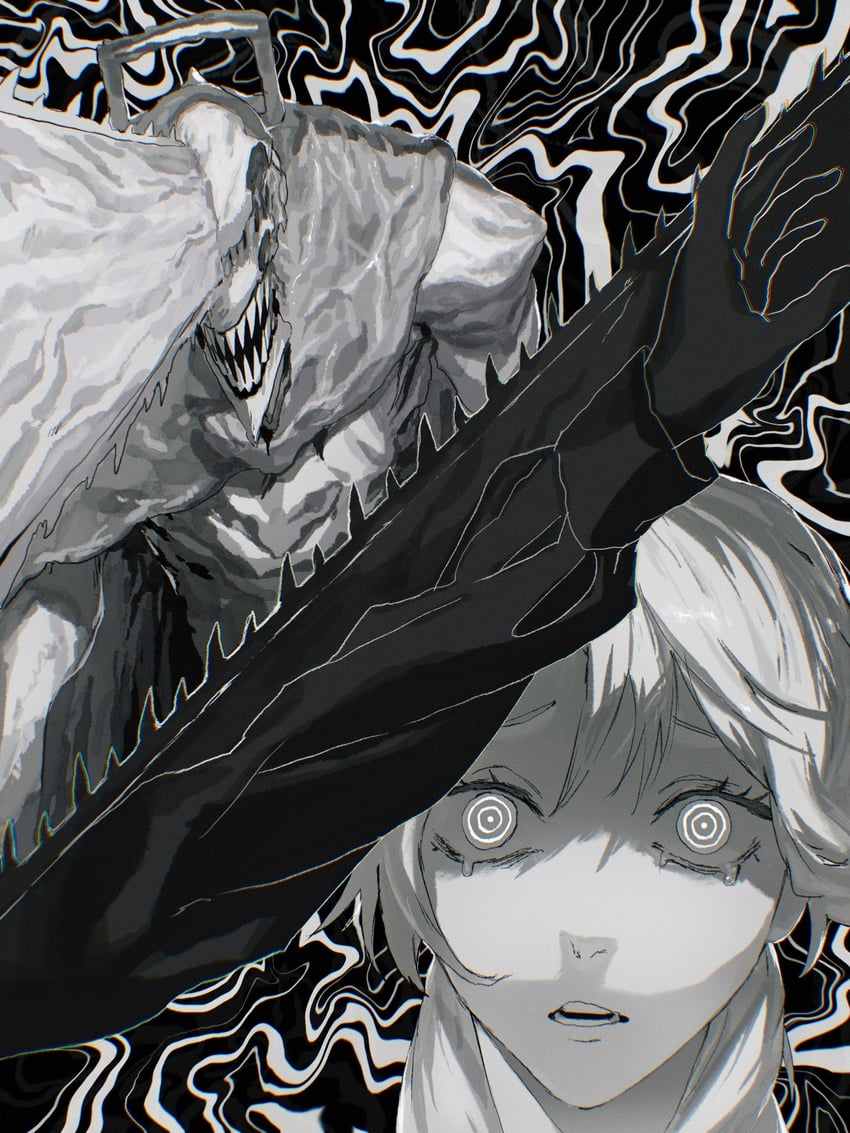 famine devil and fake chainsaw man (chainsaw man) drawn by kota_2kx