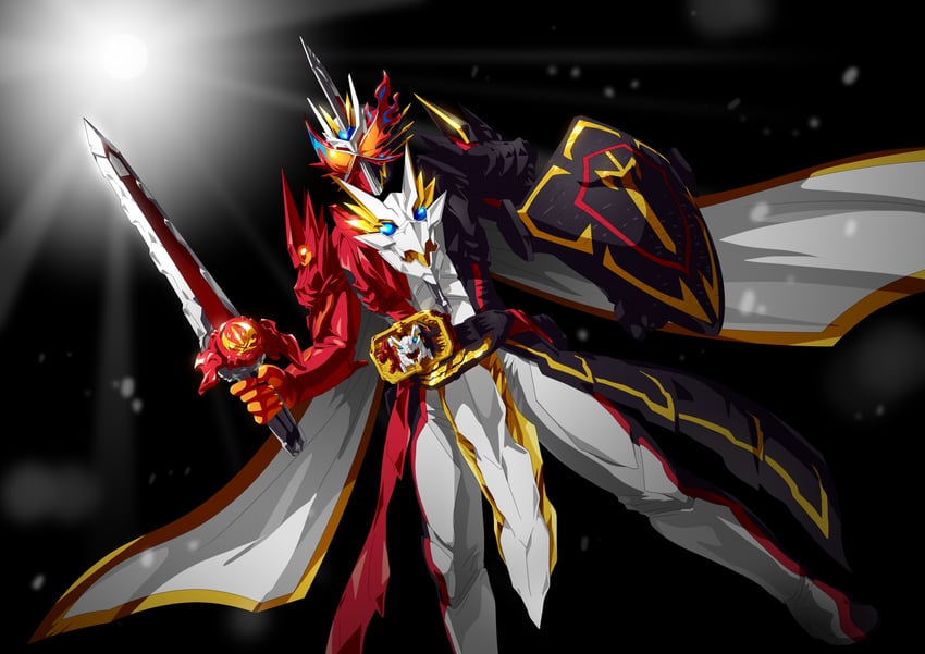 kamen rider saber and kamen rider saber emotional dragon (kamen rider and 2 more) drawn by otokamu