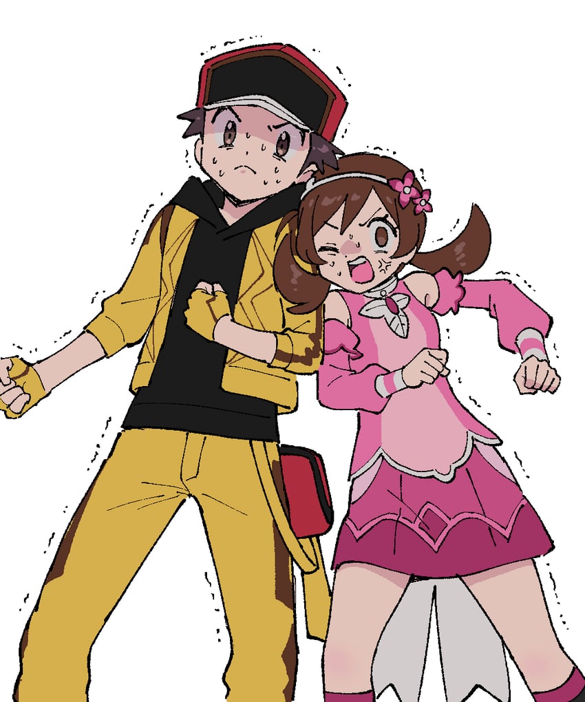 red and lyra (pokemon and 1 more) drawn by pumpkinpan