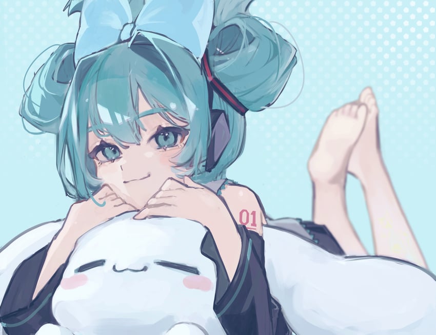 hatsune miku, cinnamoroll, and cinnamiku (vocaloid and 2 more) drawn by azenn_03