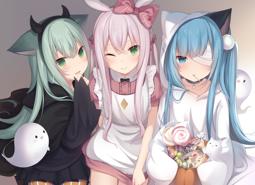 nekoha shizuku and riru (original) drawn by amashiro_natsuki