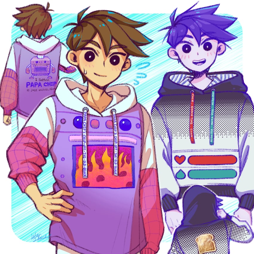 hero and papa chip (omori) drawn by laser-lance