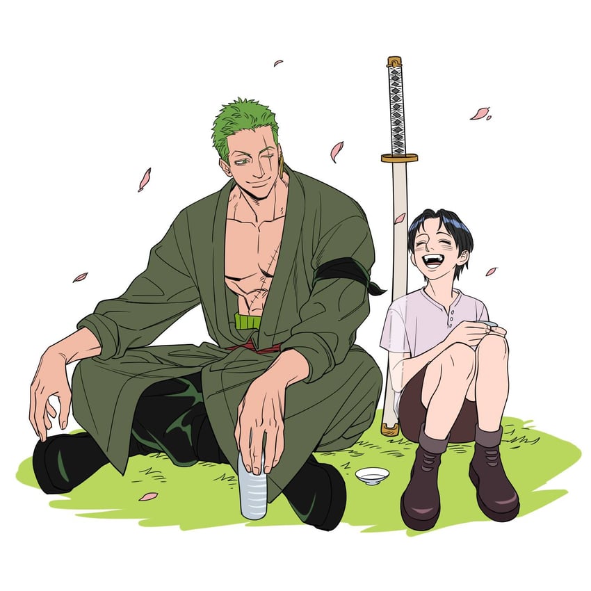 roronoa zoro and shimotsuki kuina (one piece) drawn by mush820823