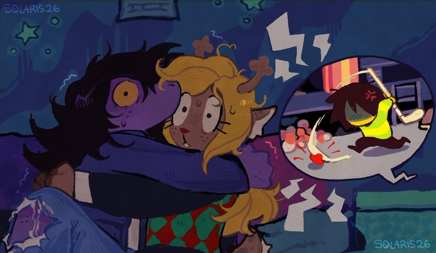 kris, susie, noelle holiday, and soul (deltarune) drawn by s0laris26