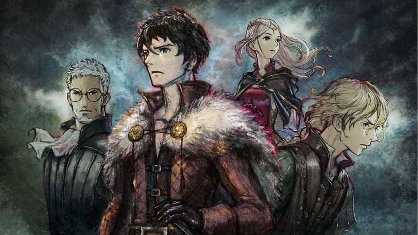 frederica aesfrost, serenoa wolffort, roland glenbrook, and benedict pascal (triangle strategy) drawn by ikusy