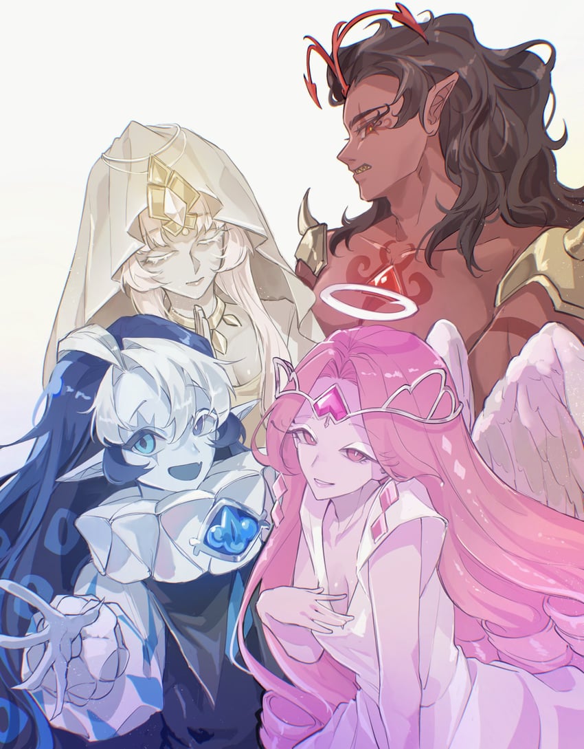 shadow milk cookie, eternal sugar cookie, mystic flour cookie, and burning spice cookie (cookie run and 1 more) drawn by hyuni7777