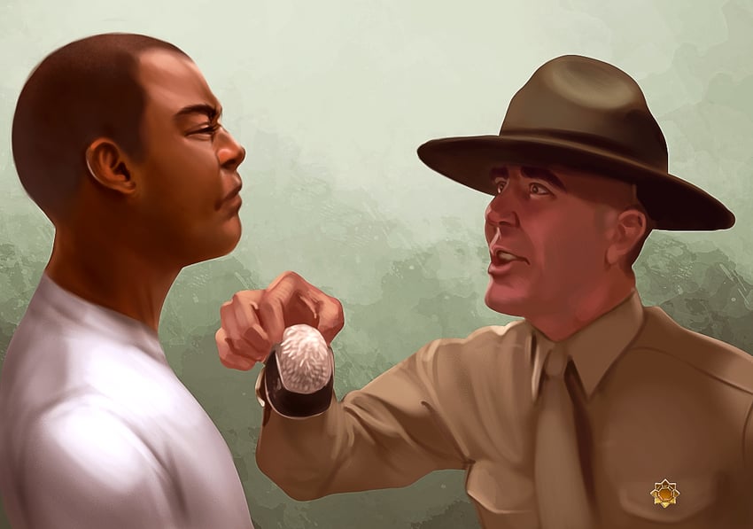 brock, sgt hartman, and gomer pyle (pokemon and 1 more) drawn by voodoothur