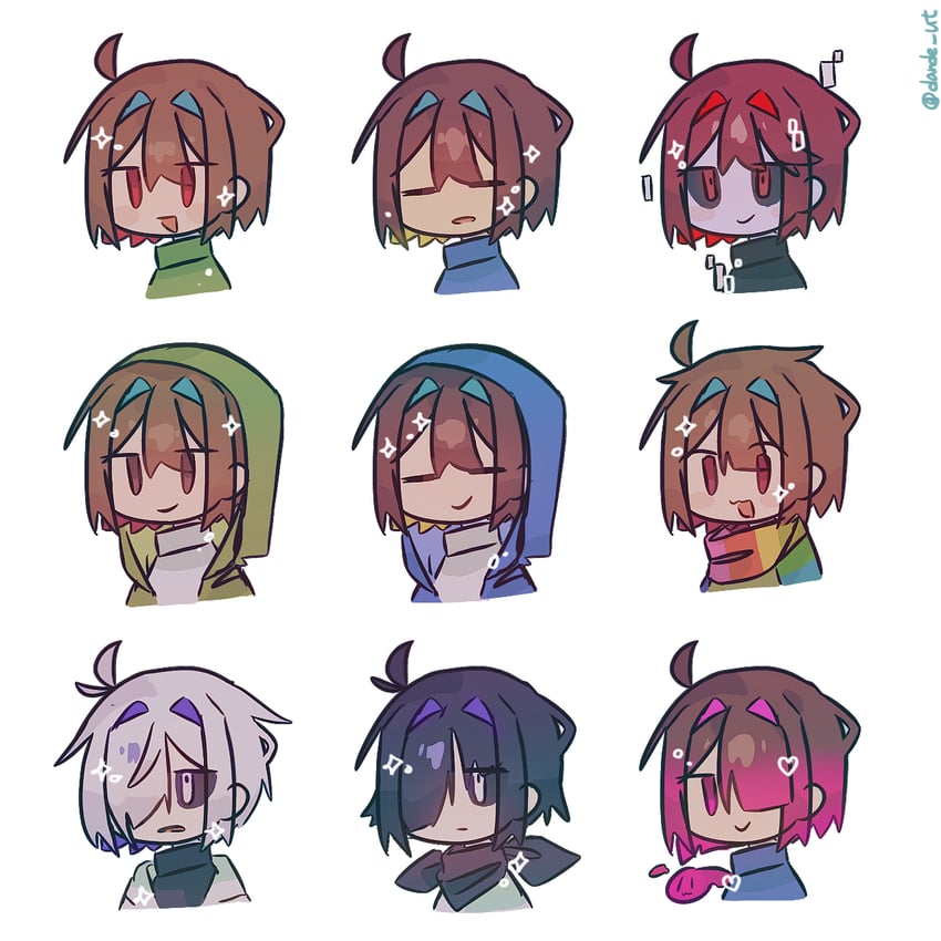 frisk, chara, bete noire, akumu, and player (undertale and 5 more) drawn by dande_lion2604