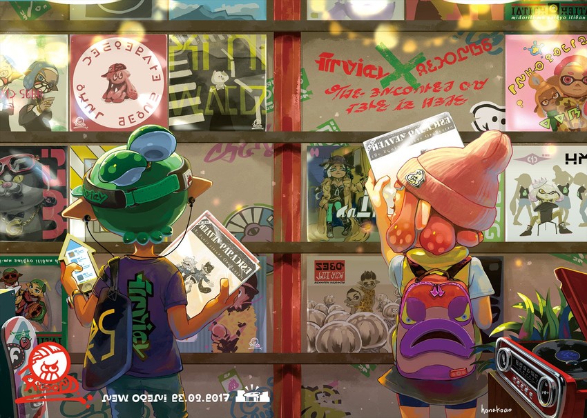 inkling player character, inkling girl, callie, marie, inkling boy, and 5 more (splatoon and 1 more) drawn by hanako515_ika