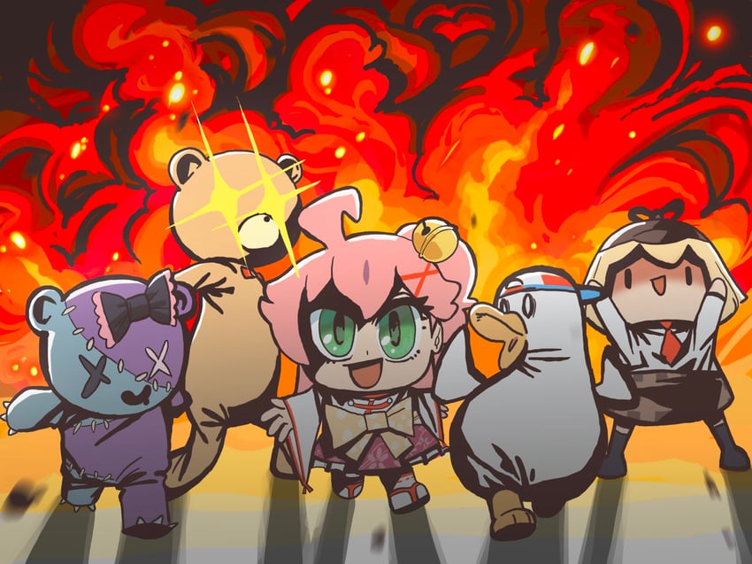 sakura miko, watson amelia, subaru duck, smol ame, udin, and 2 more (hololive and 2 more) drawn by zedd_(zedgawr)