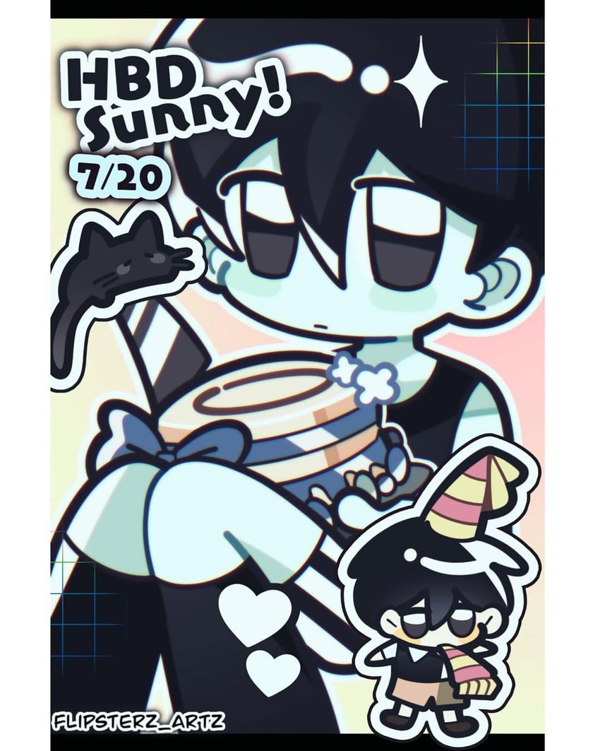 sunny, omori, and mewo (omori) drawn by flipsterzartz