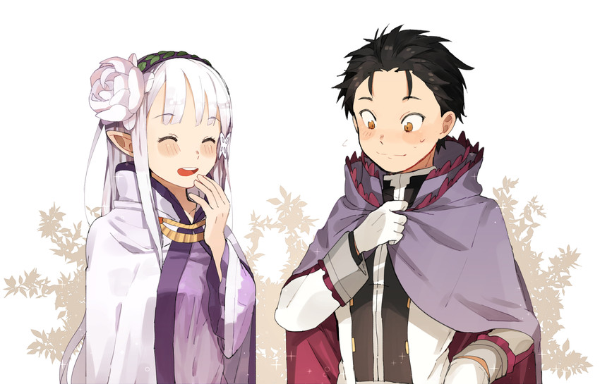 emilia and natsuki subaru (re:zero kara hajimeru isekai seikatsu) drawn by bangsutur