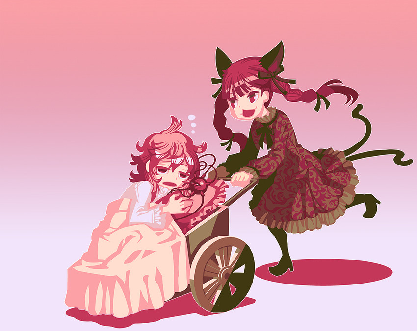 komeiji satori and kaenbyou rin (touhou) drawn by zounose