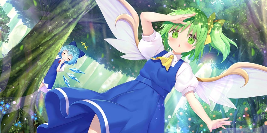 cirno and daiyousei (touhou and 1 more) drawn by yano_mitsuki_(nanairo)