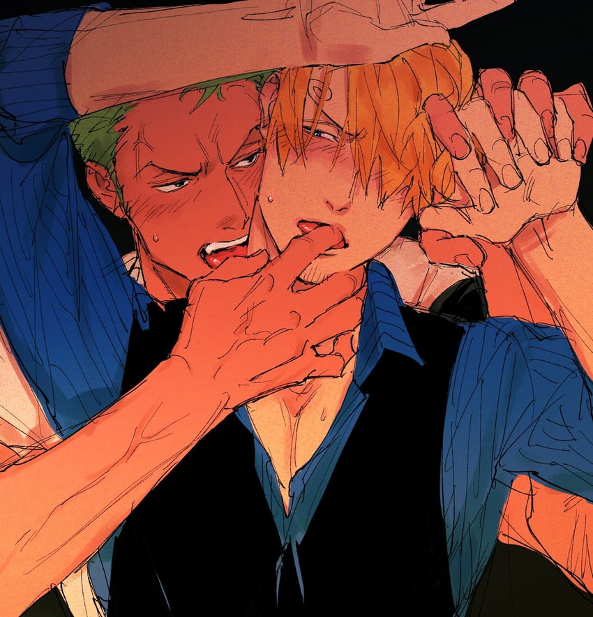 roronoa zoro and sanji (one piece) drawn by kzwtr8