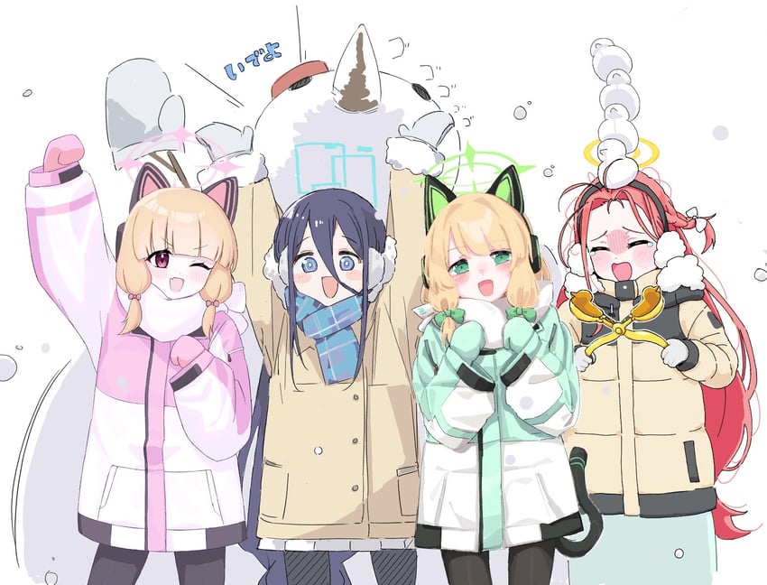 aris, momoi, midori, and yuzu (blue archive) drawn by negu_(pixiv_6519140), ponporu, wayanut, and youbi_(0ver_sd)