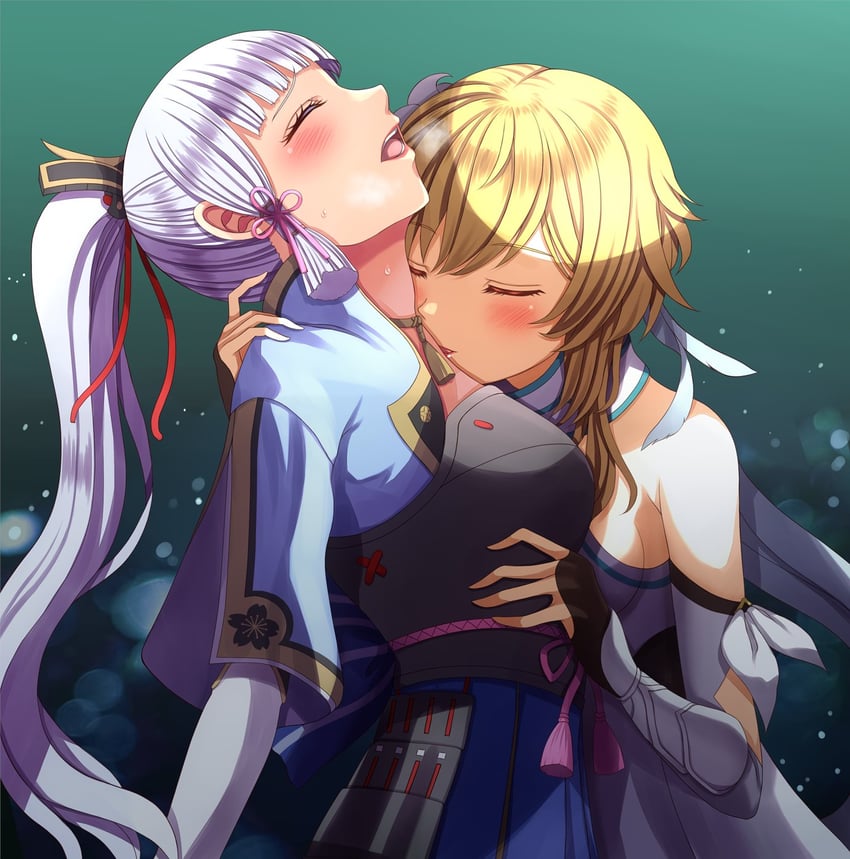 lumine and kamisato ayaka (genshin impact) drawn by yozu_(yozu0420)