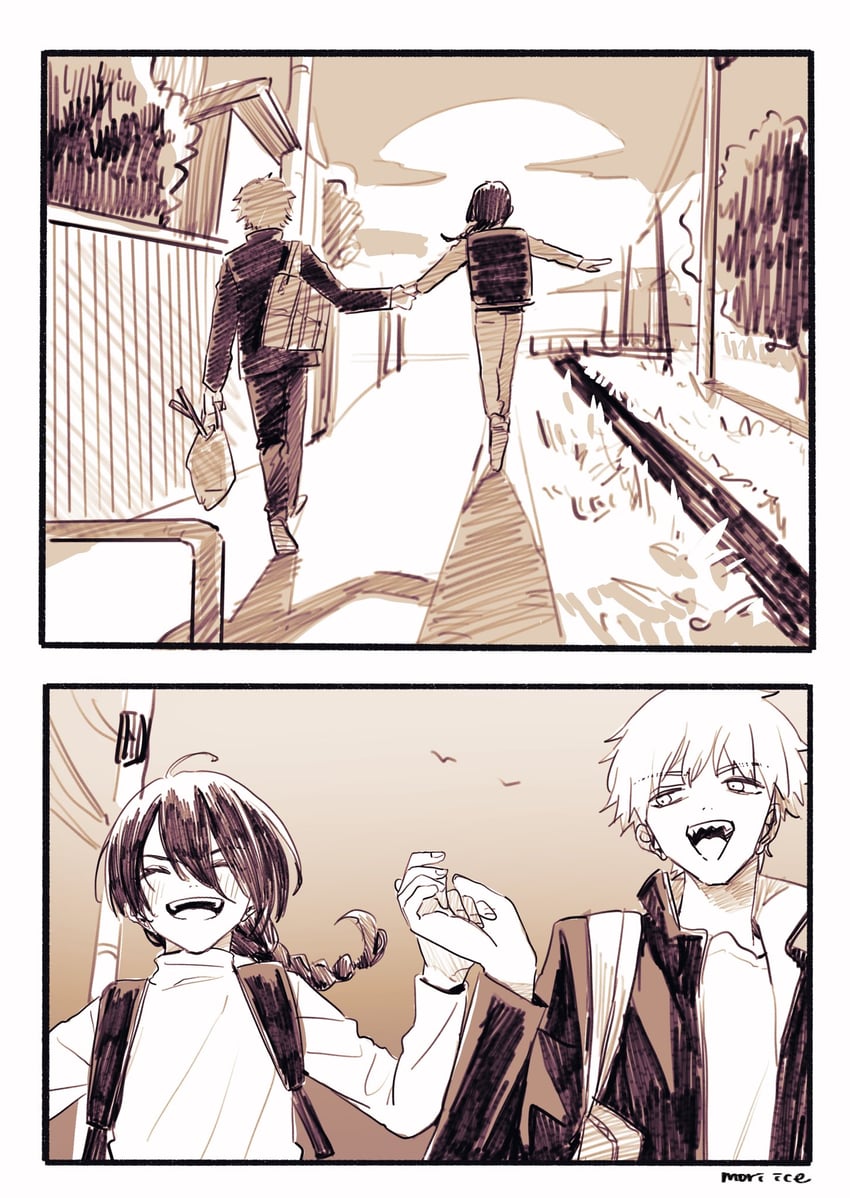 denji and nayuta (chainsaw man) drawn by ice_morinaka
