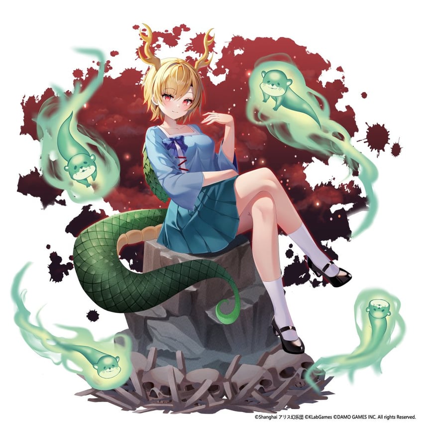 kicchou yachie and otter spirit (touhou and 1 more) drawn by gin_(gin937)
