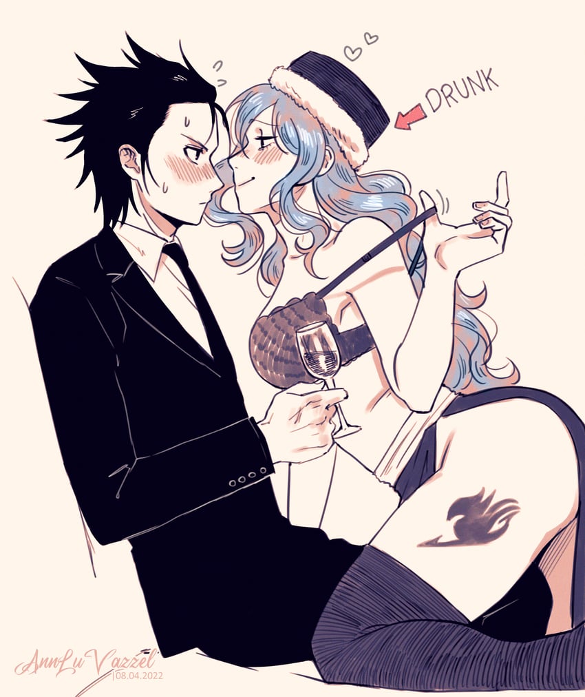 juvia lockser and gray fullbuster (fairy tail) drawn by annlu_vazzel