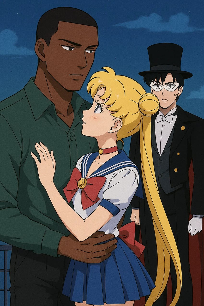 tsukino usagi, chiba mamoru, and tuxedo kamen (bishoujo senshi sailor moon)