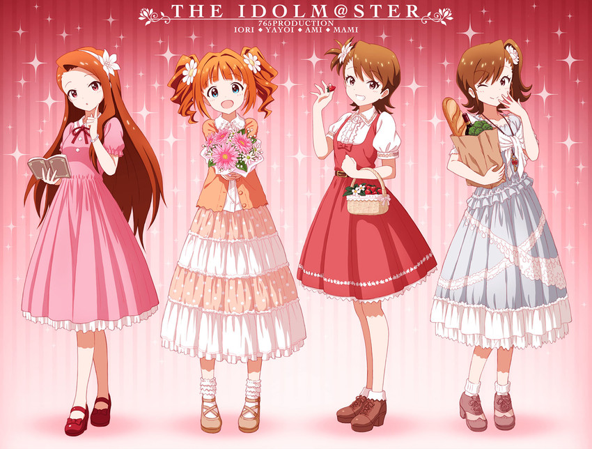 minase iori, takatsuki yayoi, futami mami, and futami ami (idolmaster) drawn by outsider_0