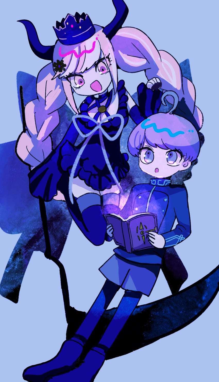 shinigami and yuma kokohead (master detective archives: rain code) drawn by uyu_(yumeyumepop7)