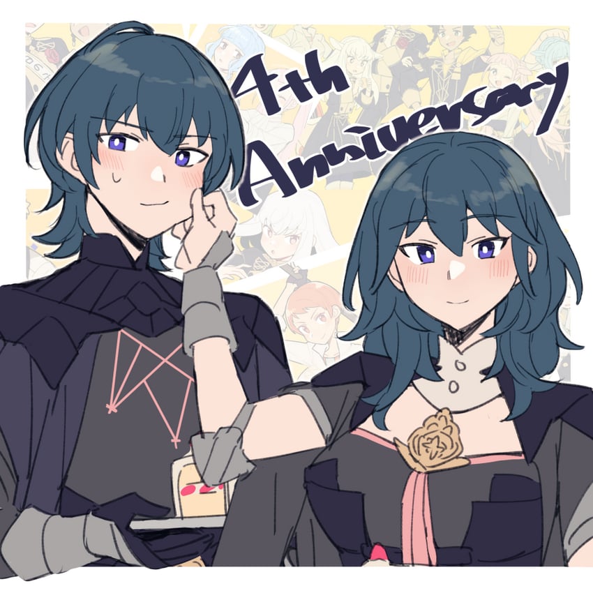female byleth and male byleth (fire emblem and 1 more) drawn by do_m_kaeru