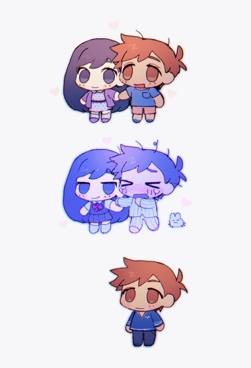 mari, hero, and bug bunny (omori) drawn by thxzmgn