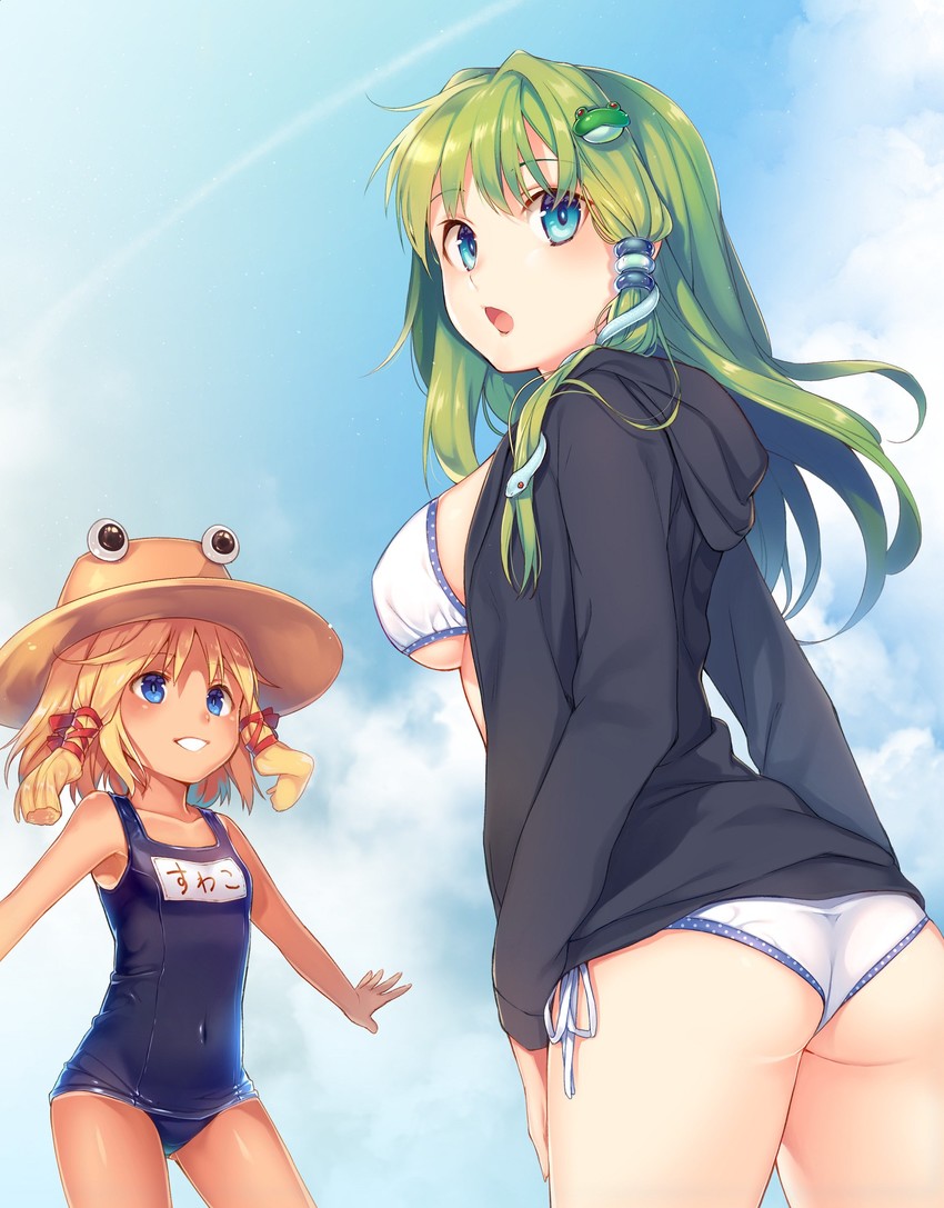 kochiya sanae and moriya suwako (touhou) drawn by akayan