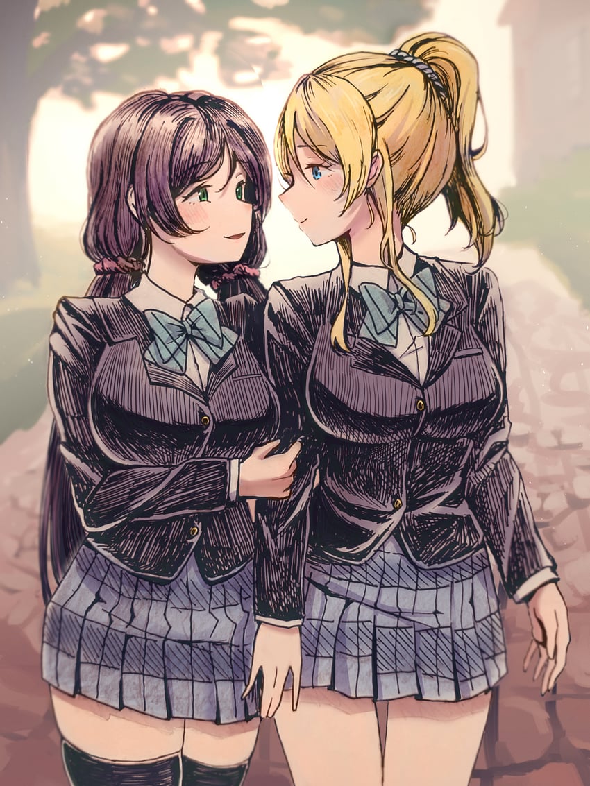 toujou nozomi and ayase eli (love live! and 1 more) drawn by risai