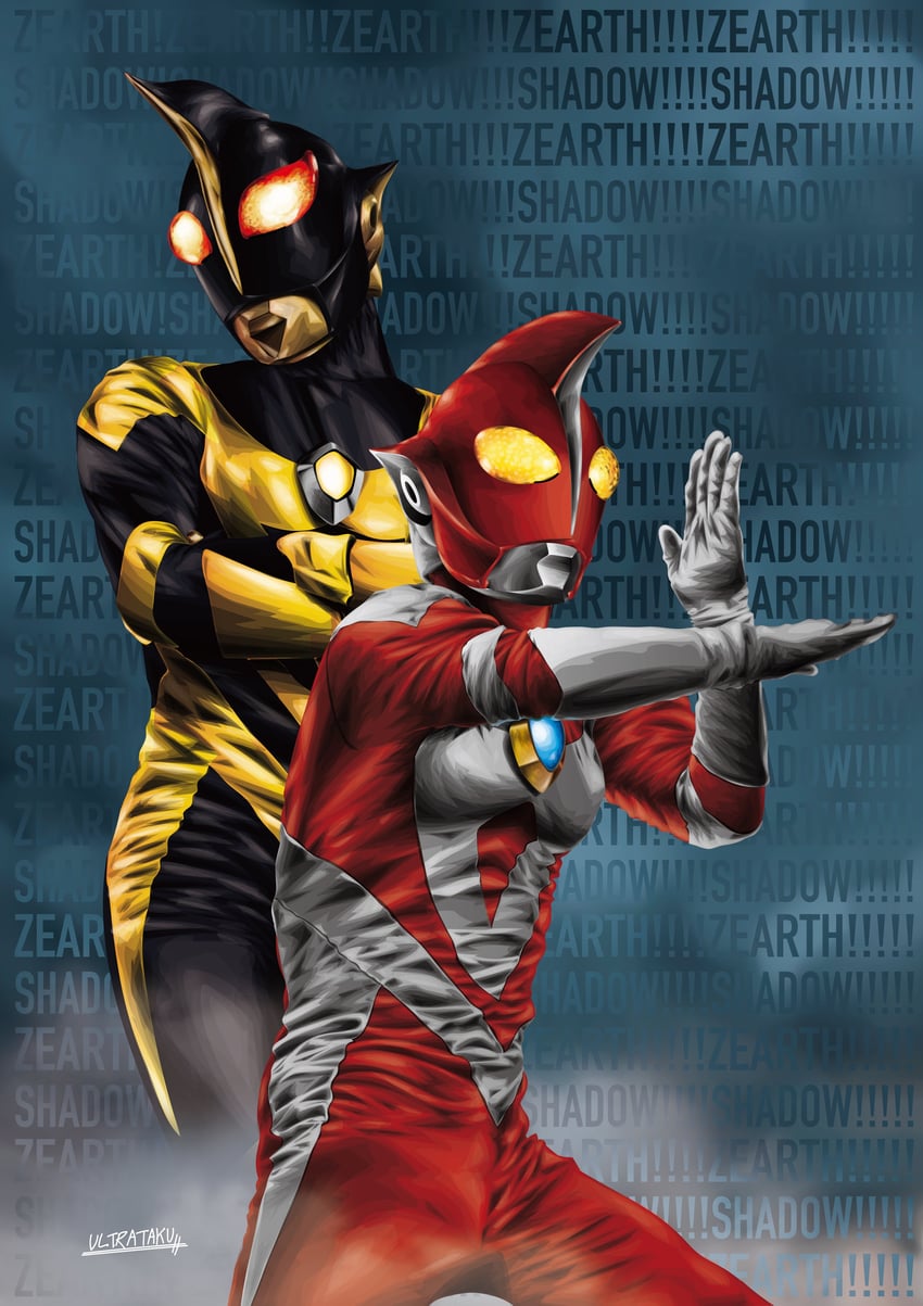 ultraman zearth and ultraman shadow (ultra series and 1 more) drawn by ultrataku