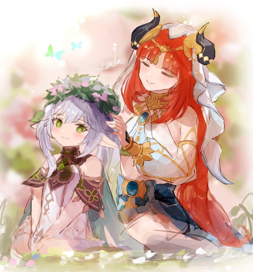 nahida and nilou (genshin impact) drawn by lala_(0915_yu)
