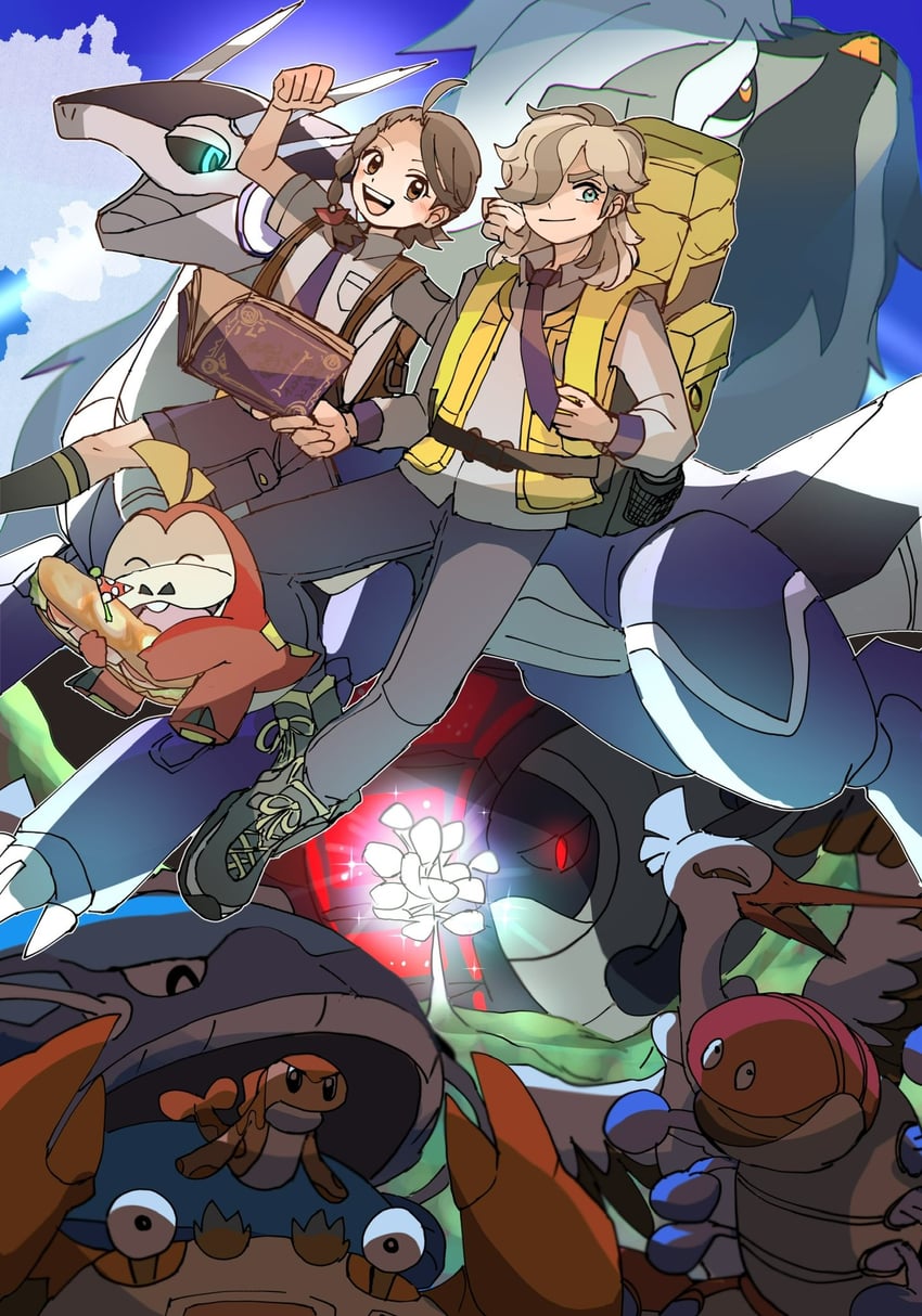 juliana, arven, fuecoco, miraidon, tatsugiri, and 6 more (pokemon and 1 more) drawn by non_pmpm