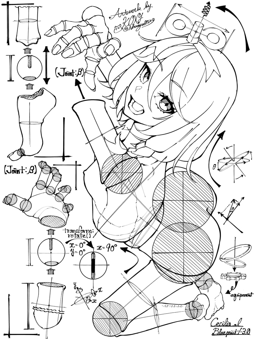 cecilia immergreen (hololive and 1 more) drawn by nkonya