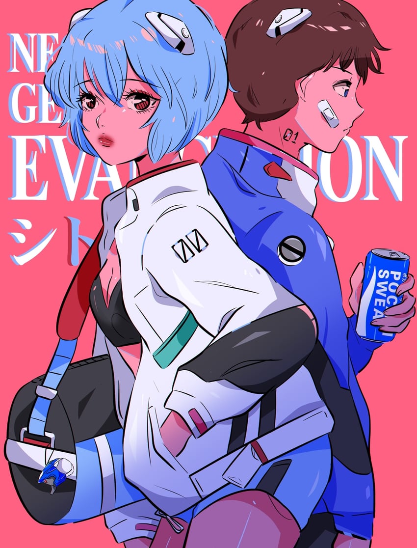 ayanami rei, ikari shinji, and eva 00 (neon genesis evangelion) drawn by stephanie_priscilla