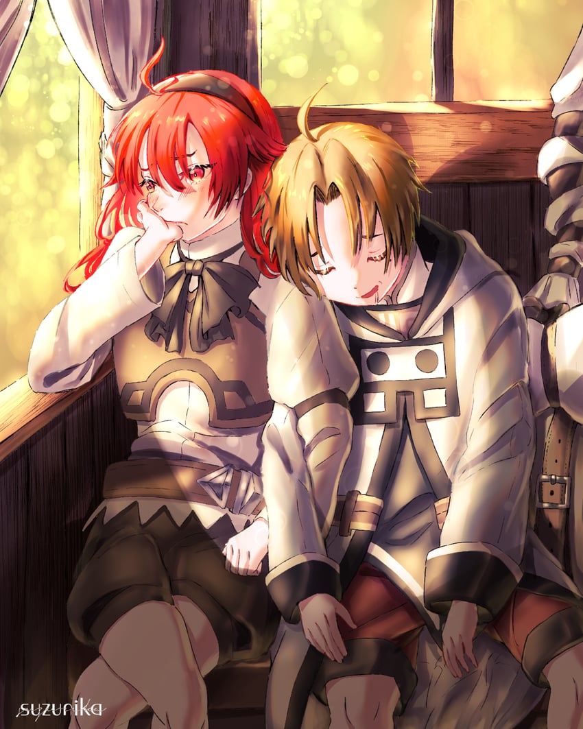 eris greyrat and rudeus greyrat (mushoku tensei) drawn by suzurika26