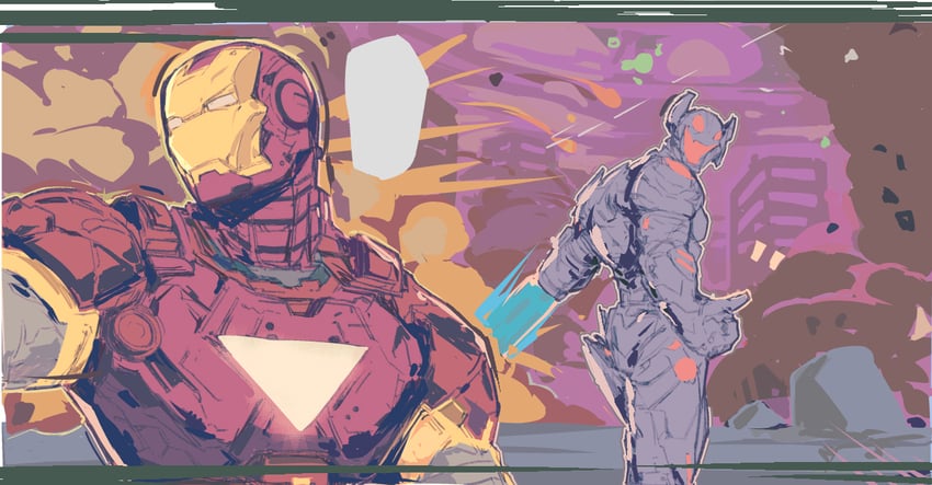 iron man and ultron (marvel and 2 more) drawn by 7_passes and michel_teru