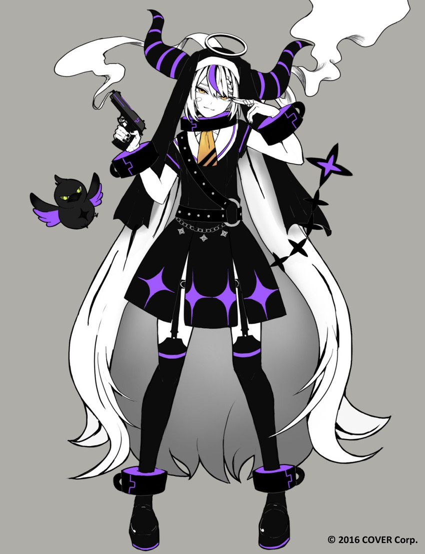 la+ darknesss and crow (hololive and 1 more) drawn by yomura_mewi
