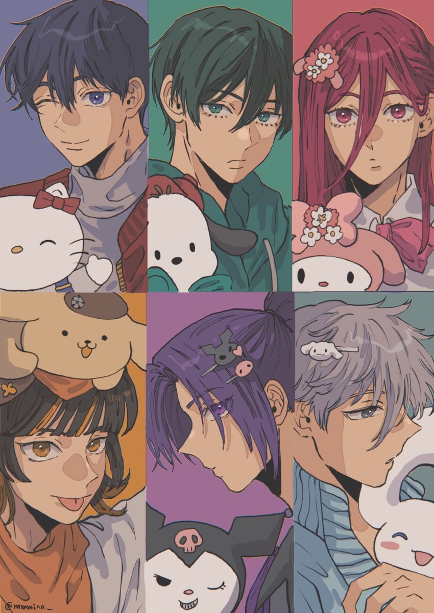 cinnamoroll, hello kitty, my melody, kuromi, pompompurin, and 7 more (sanrio and 4 more) drawn by mmmiaa