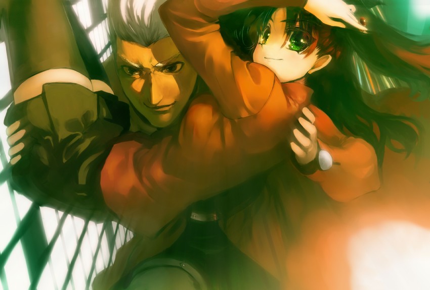 tohsaka rin and archer (fate and 1 more) drawn by bob_(biyonbiyon)