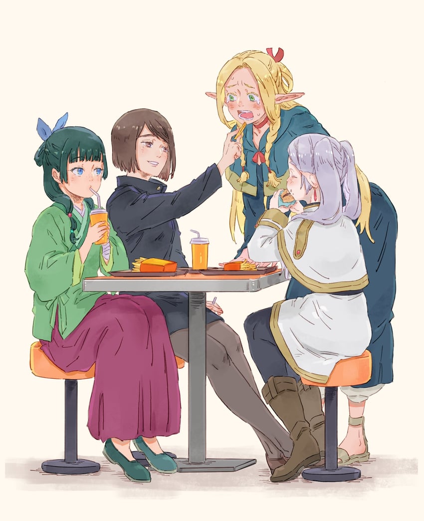 frieren, marcille donato, maomao, and ieiri shoko (sousou no frieren and 3 more) drawn by omochinosu