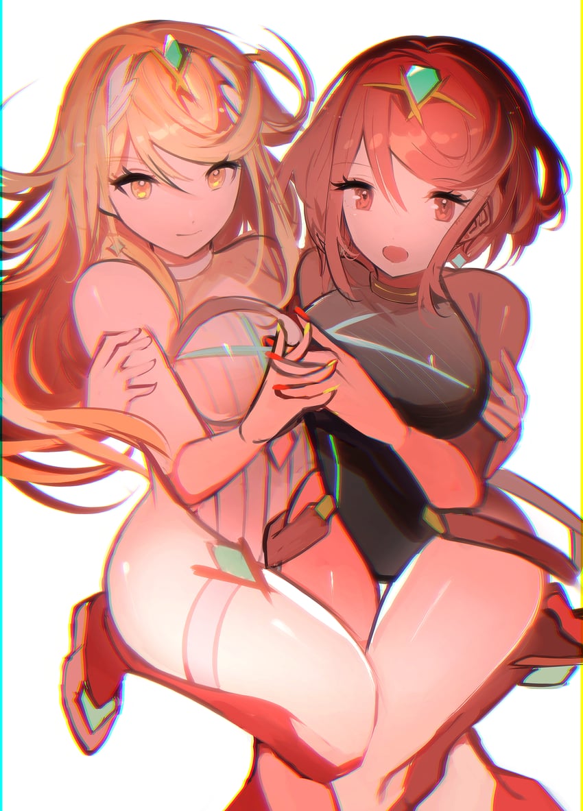 pyra and mythra (xenoblade chronicles and 1 more) drawn by tarbo_(exxxpiation)