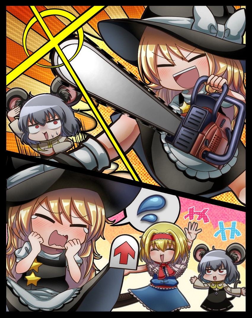 kirisame marisa, alice margatroid, nazrin, nyon, suzu, and 1 more (touhou and 2 more) drawn by kusaremix