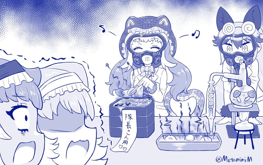 silver fox, komodo dragon, chinese water dragon, and frilled lizard (kemono friends and 1 more) drawn by metamimi
