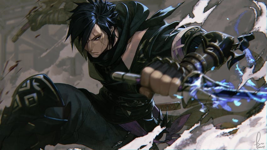 warrior of light and ninja (final fantasy and 1 more) drawn by kyo_(kuroichigo)