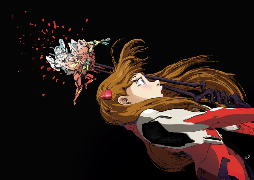 souryuu asuka langley and eva 02 (neon genesis evangelion and 2 more) drawn by moseyinalong