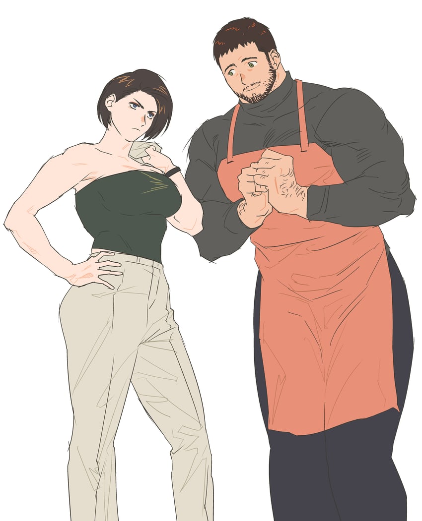 jill valentine and chris redfield (resident evil and 3 more) drawn by 123456dyom