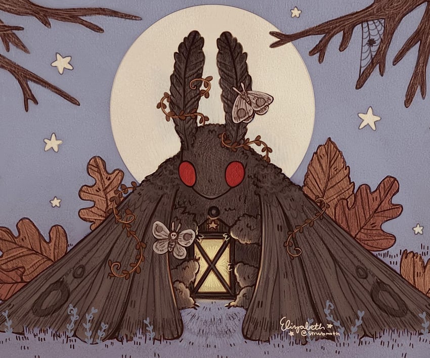 mothman (original) drawn by elizabeth_(strwbmoth)