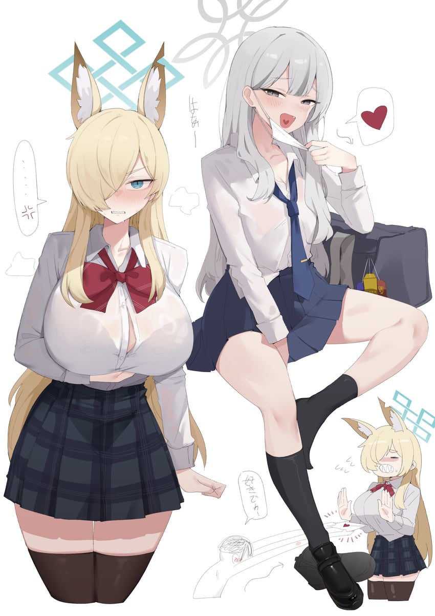 sensei, doodle sensei, kanna, and konoka (blue archive) drawn by gurenola
